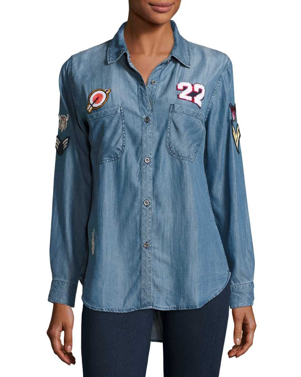 Carter Chambray Shirt w/Patches, Dark Vintage